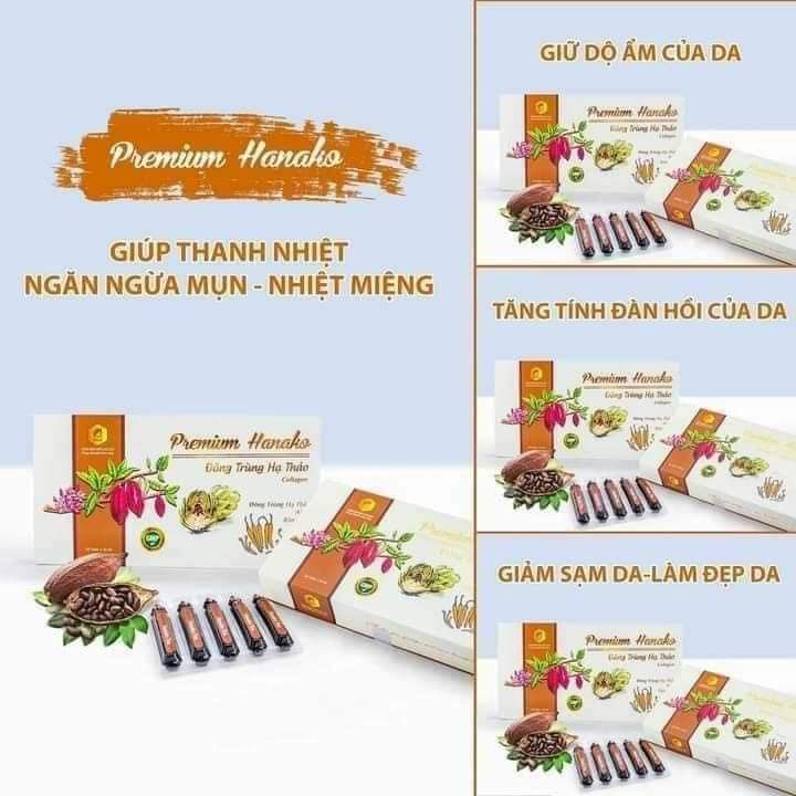 Đông trùng hạ thảo - thanh lọc cơ thể bổ sung collagen - PREMIUM HANAKO HÀNG CHÍNH HÃNG ( HỘP 20 ỐNG )
