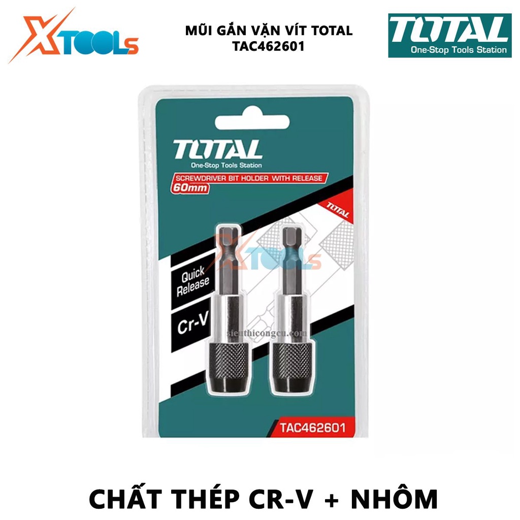 Mũi gắn vặn vít TOTAL TAC462601 | bộ mũi gắn vít độ dài của mỗi mũi 60mm, kích thước: 13cm x 3cm x 17cm - chuôi 1/4''
