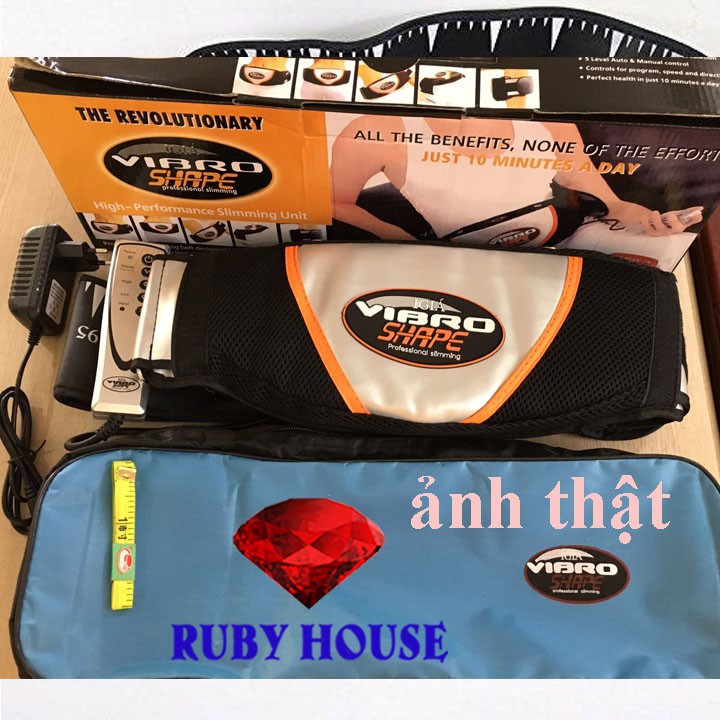 [BH 1 đổi 1]Đai rung nóng Vibro Shape CHÍNH HÃNG, Đai massage giảm mỡ toàn thân HIỆU QUẢ NHANH-Ruby House