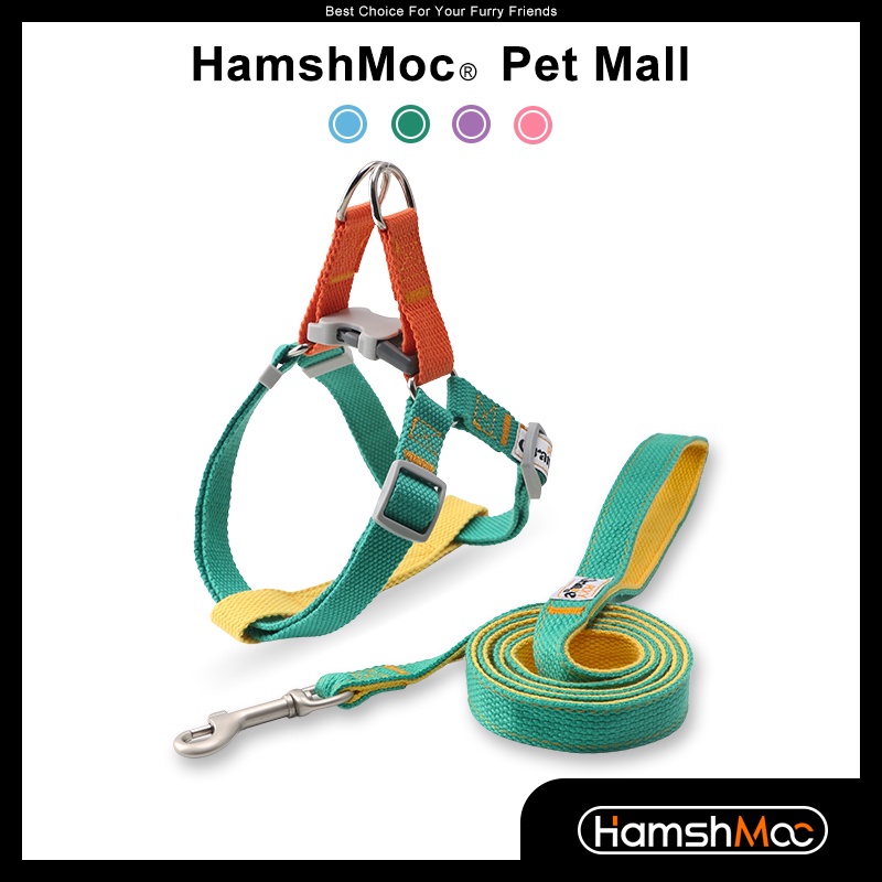 HamshMoc Bộ Dây Dắt Thú Cưng Đi Dạo Bằng Nylon Mềm Có Thể Điều Chỉnh