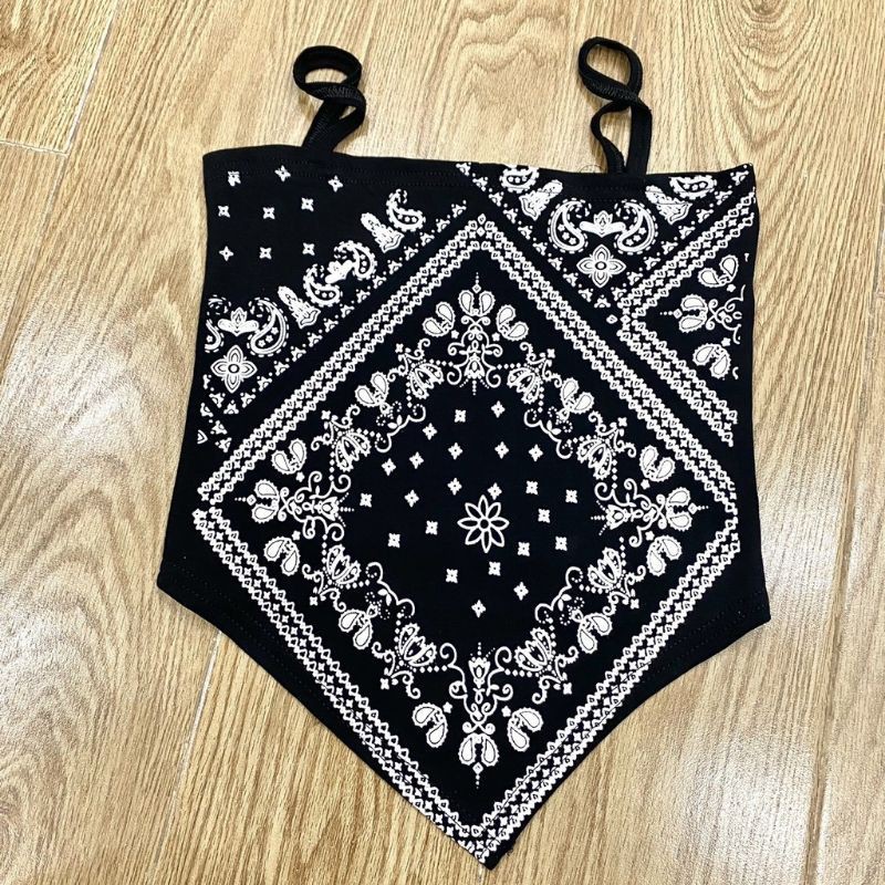 [Ảnh Thật Sau] Áo hai dây khăn yếm bandana 2 màu Đen, Trắng summer 2021, chất bozip cotton