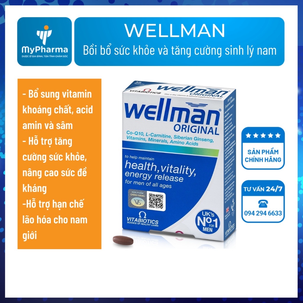 [Chính hãng] Wellman – Bồi bổ sức khỏe và tăng cường sinh lý nam - nhập khẩu chính hãng từ Anh quốc