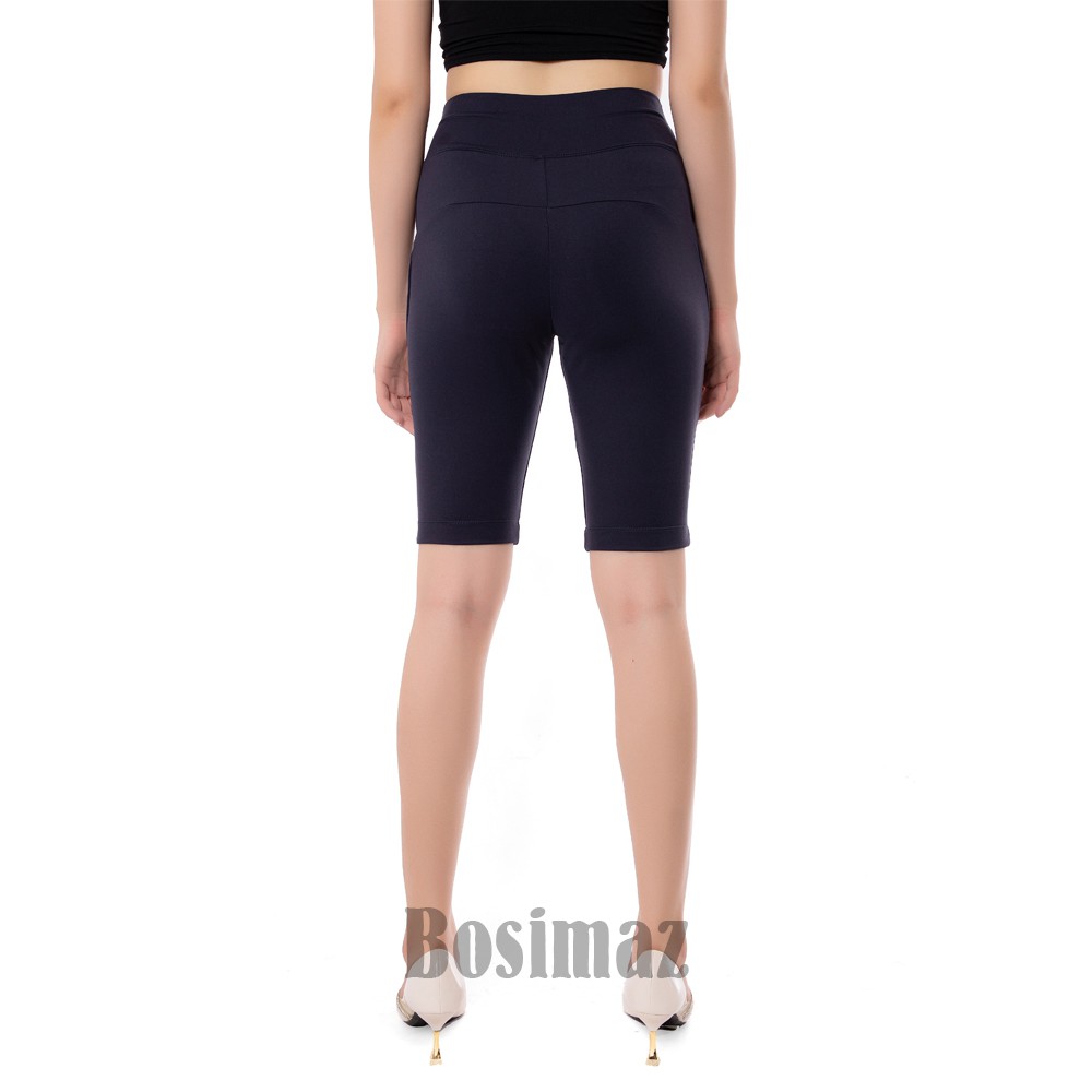 Quần Legging Nâng Mông Bosimaz MS372 ngắn túi trước màu xanh navy, thun co giãn 4 chiều, vải đẹp dày, thoáng mát.