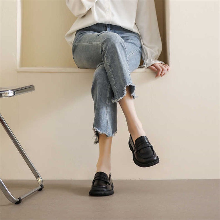 Giày Lười Da Đế Mềm Phong Cách Anh Quốc Cho Nữ Size 35-43 41 42
