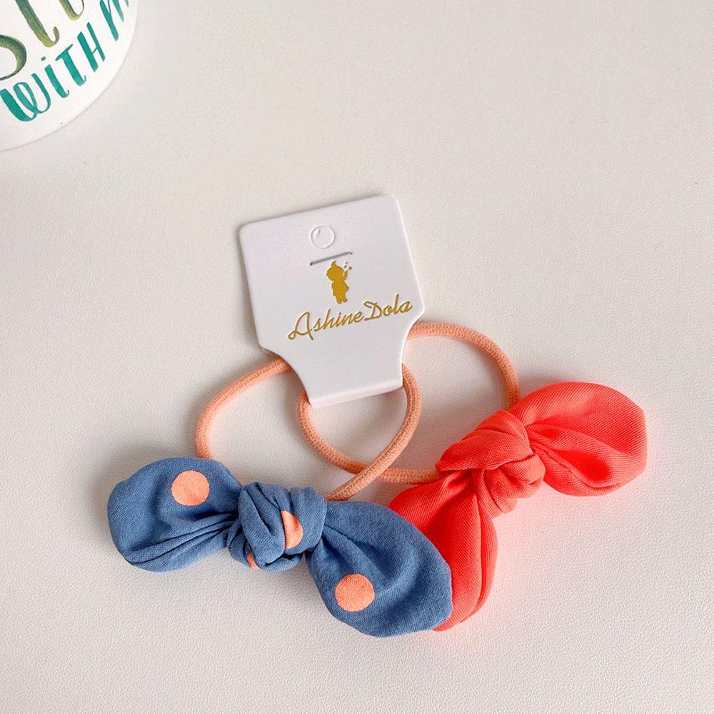 Dây Cột Tóc Tai Thỏ Họa Tiết Chấm Bi / Gấu 3D Dễ Thương Cho Bé Gái