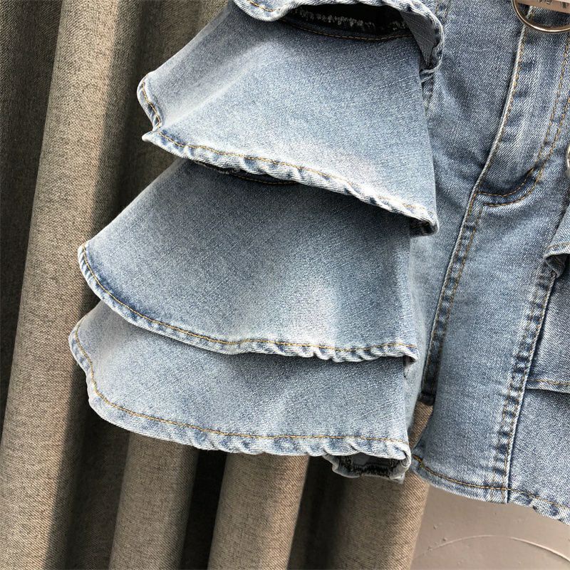 Quần short jean tầng dáng váy hàng Qc ko kèm belt