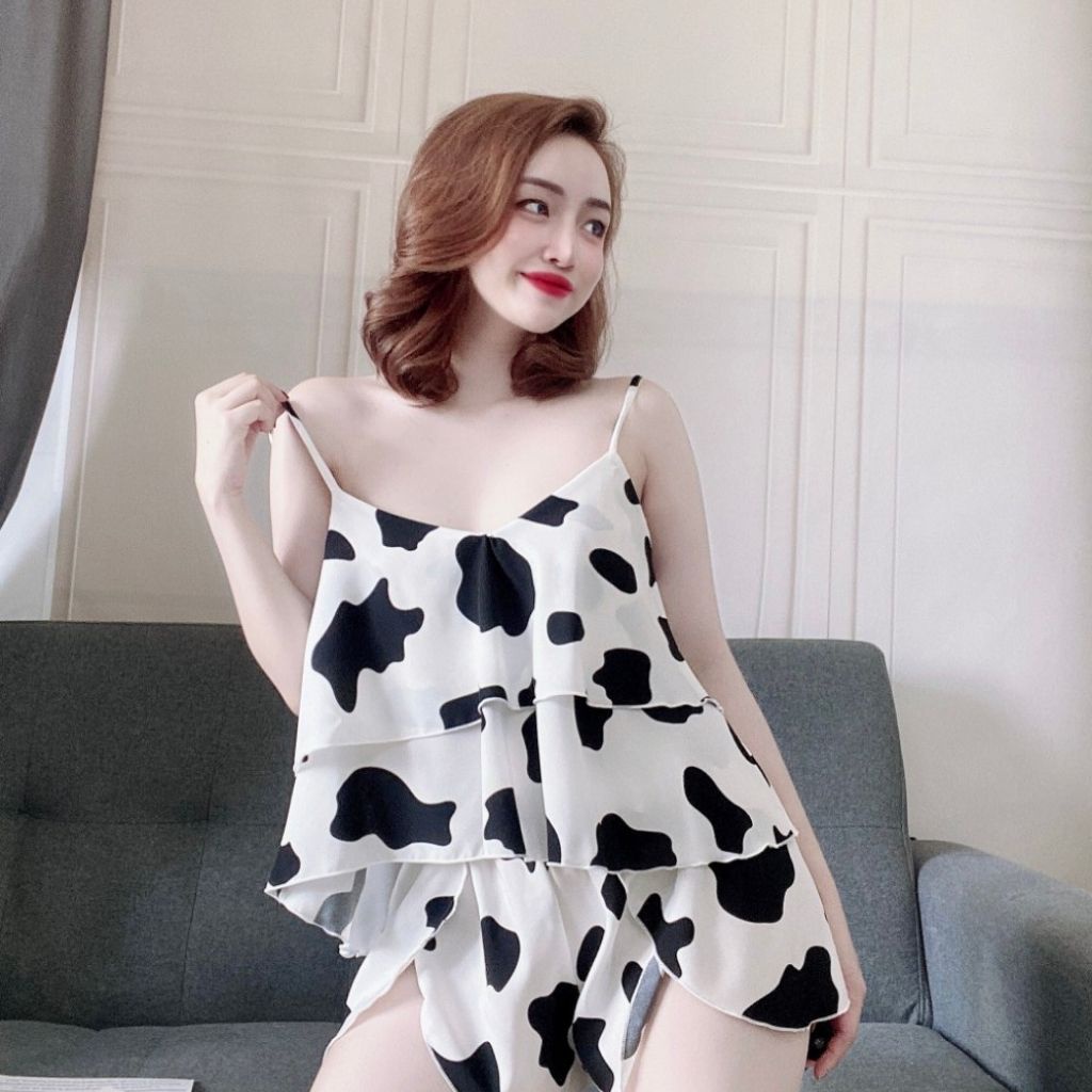 Đồ ngủ sexy Đồ ngủ bò sữa lụa Satin cao cấp mềm mại xinh xắn