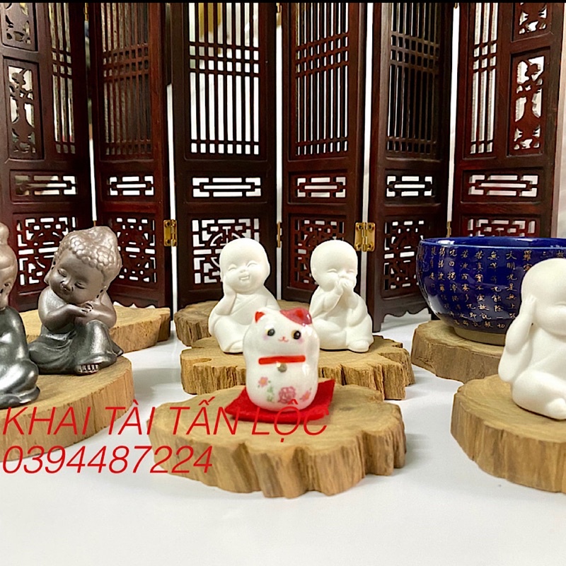 Đế gỗ , đôn gỗ bách xanh mini để lót chén trà , đặt tượng , chậu tí hon