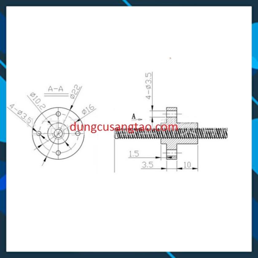 Vít me T screw inox 304 T8 mm dài 1m  / Thanh ren inox phi 8mm dài 1m kèm đai ốc Nut cao cấp