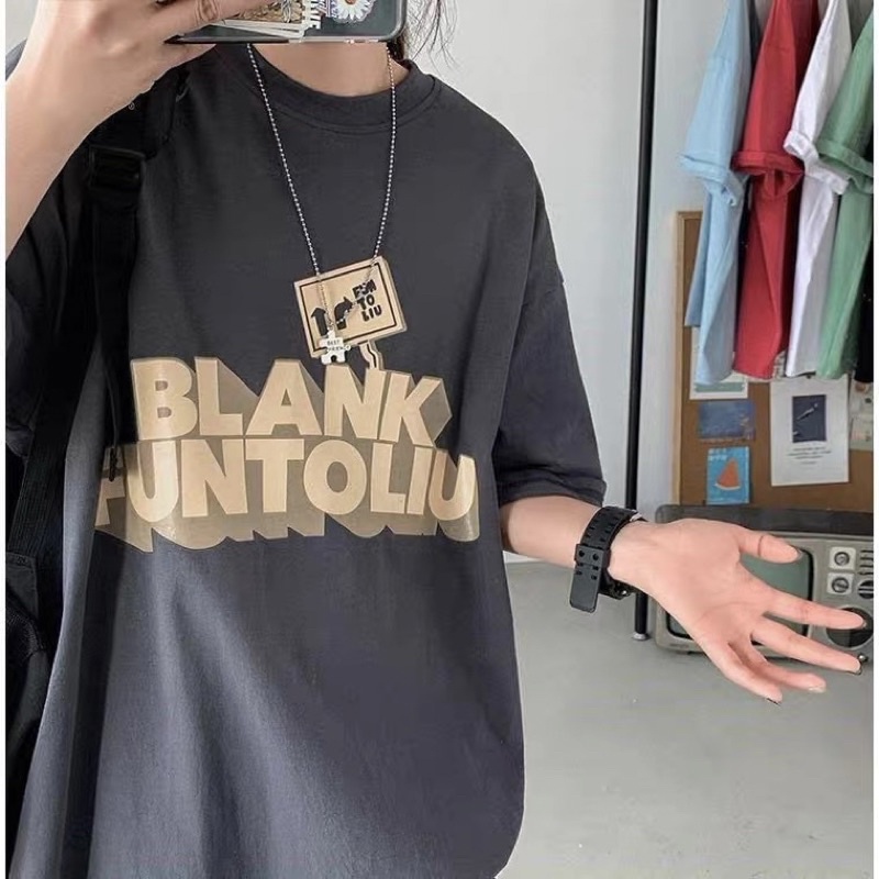 Áo thun tay lỡ nam nữ, áo phông unisex form rộng chất cotton in chữ BLANK