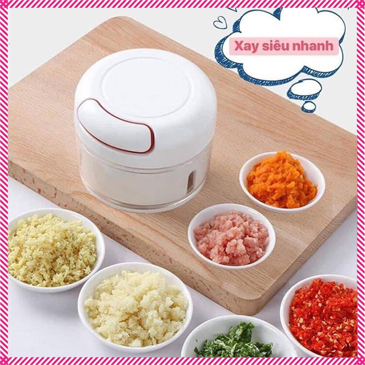 Dụng cụ xay tỏi ớt cầm tay đa năng thế hệ mới Mini Food Chopper dây kéo tiện lợi