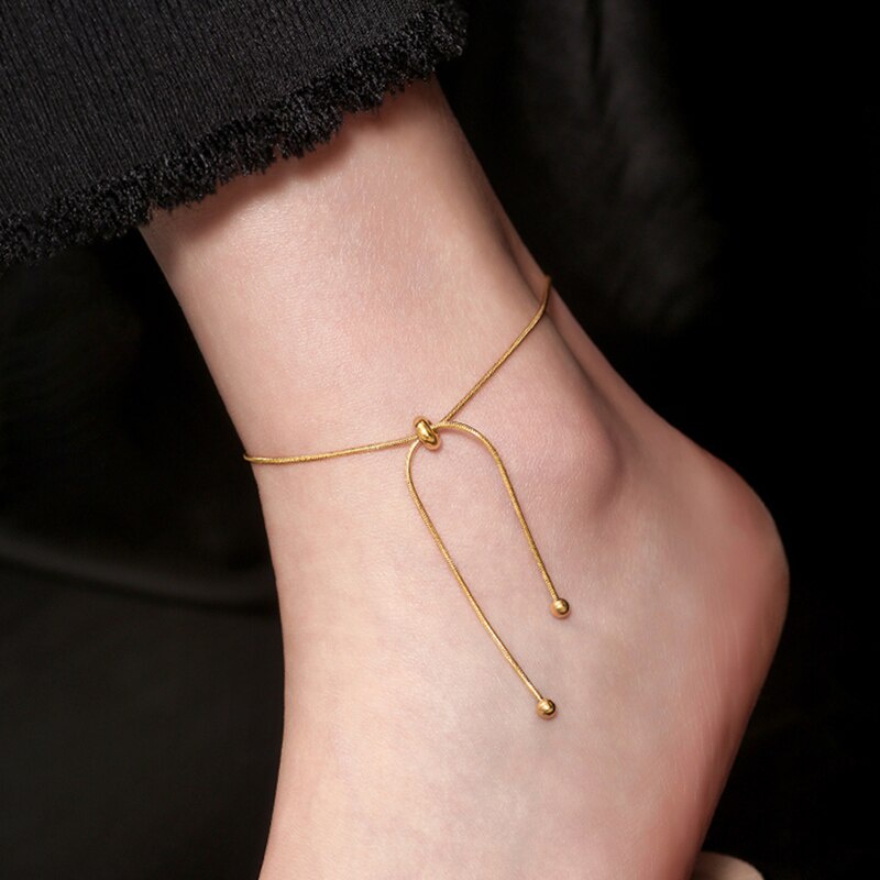 Vòng chân vàng có thể điều chỉnh phong cách đơn giản của Hàn Quốc