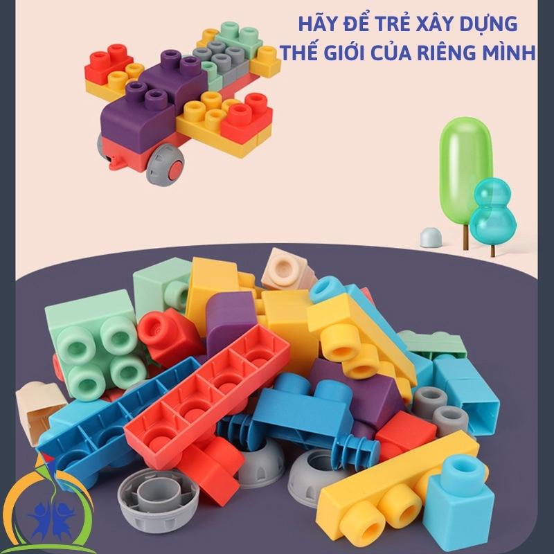 Đồ chơi xếp hình loại to, Bộ đồ chơi lắp ráp nhựa dẻo thông minh cho bé trai, bé gái GenKids