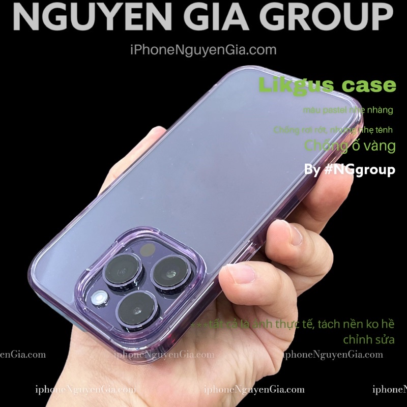 Ốp lưng iphone 15 pro max tím siu mỏng chống ố Likgus iPhone 14 pro max Ốp trong ip 13 pro max nguyễn gia group cao đạt