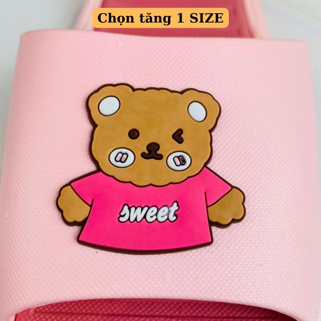 Dép nữ quai ngang Popular Gấu SWEET Hàn Quốc mềm, êm CHỌN TĂNG 1 SIZE