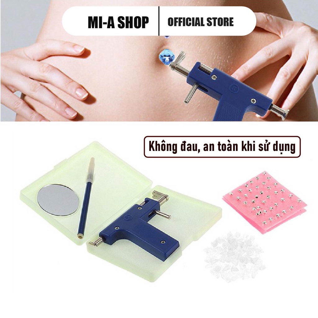 Máy bấm lỗ tai tặng kèm vỉ khuyên 72 chiếc, bút đánh dấu, gương mini - dùng nhiều lần, tiết kiệm chi phí