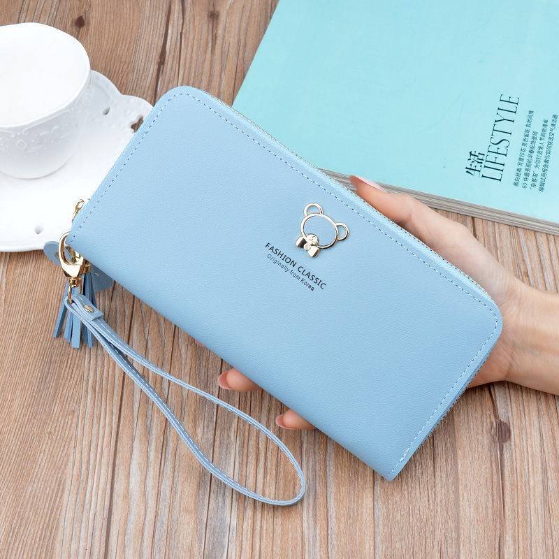 &lt;Ví nữ&gt;Ví Dài Cầm Tay Phối Khóa Kéo Thời Trang Cho Nữ
