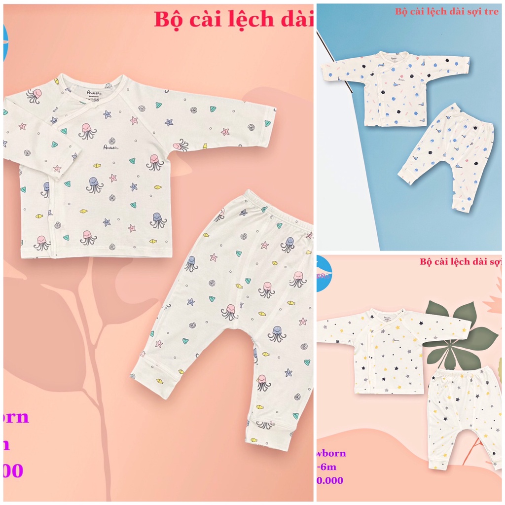 [CHÍNH HÃNG] Bộ dài tay trẻ em cài lệch họa tiết đáng yêu Avaler