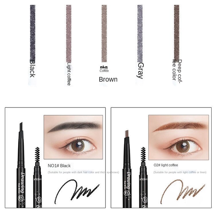 Chì kẻ mày hai đầu chống bám mồ hôi và nước không lem thiết kế đầu xoay tự động đa năng