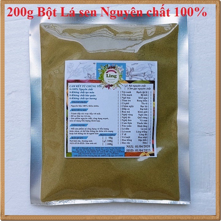 [Sỉ-Rẻ] Bột Lá Sen 200g nguyên chất thiên nhiên 100% có giấy VSATTP và ĐKKD dùng đa công dụng [Lẻ-Sỉ]