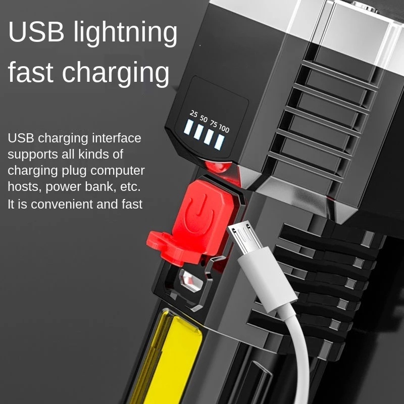 Đèn Pin 5 Lõi Siêu Sáng Có Thể Sạc Bằng Cổng USB