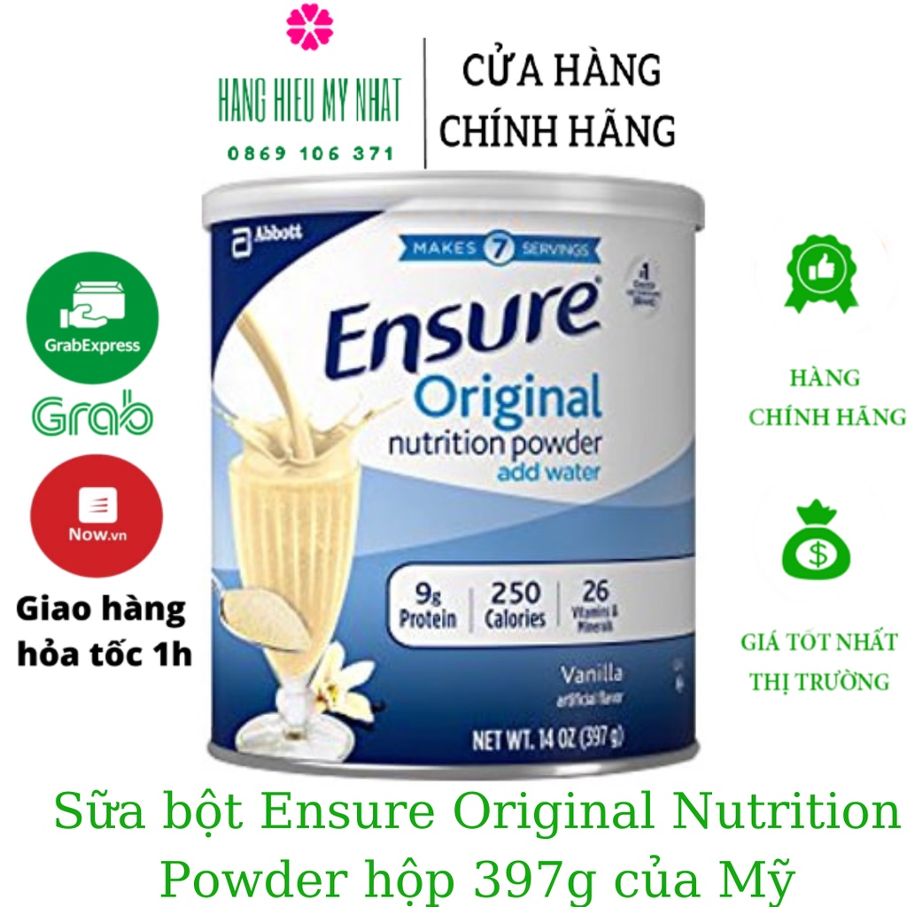 Sữa bột Ensure Original Nutrition Powder hộp 397g của Mỹ