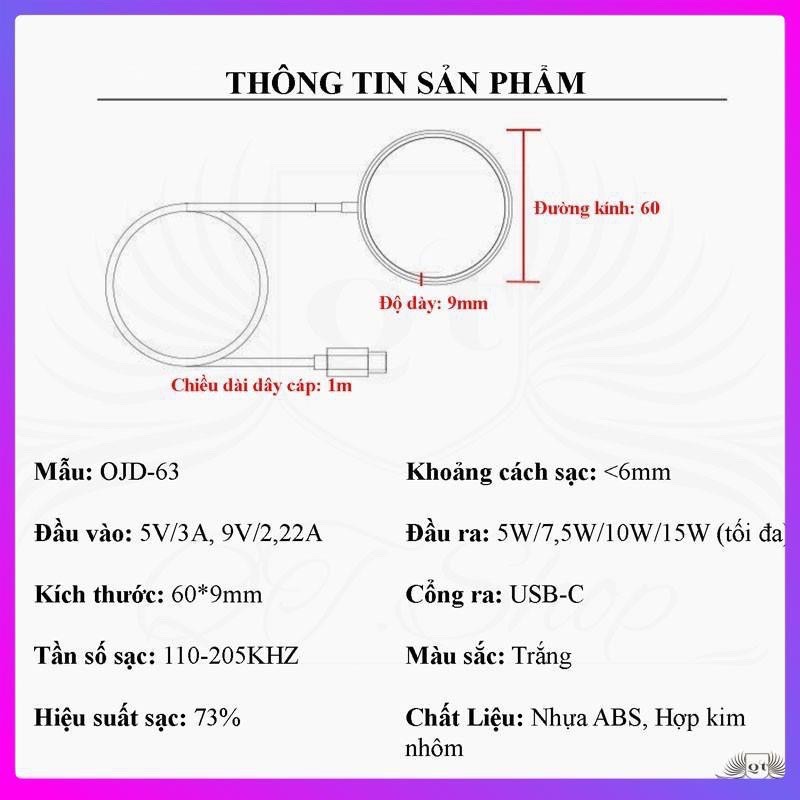 Sạc Không Dây 15W - Bộ Sạc không dây Magsafe Cao Cấp Apple Hỗ Trợ Sạc Nhanh Cho iPhone 11