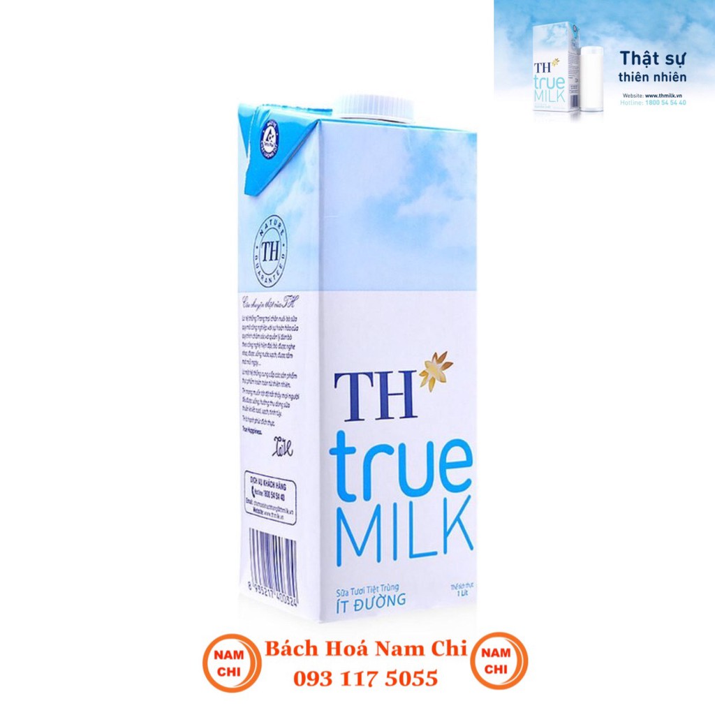 [THÙNG 12 HỘP] Sữa Tươi Tiệt Trùng TH True Milk Ít Đường 1L (1 Lít)