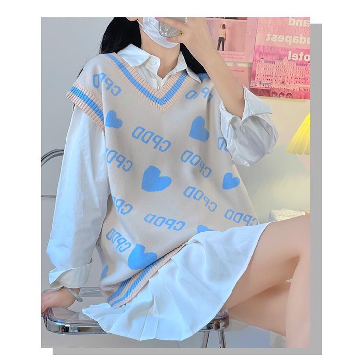 Áo len không tay cổ chữ v thời trang trẻ trung cho nữ