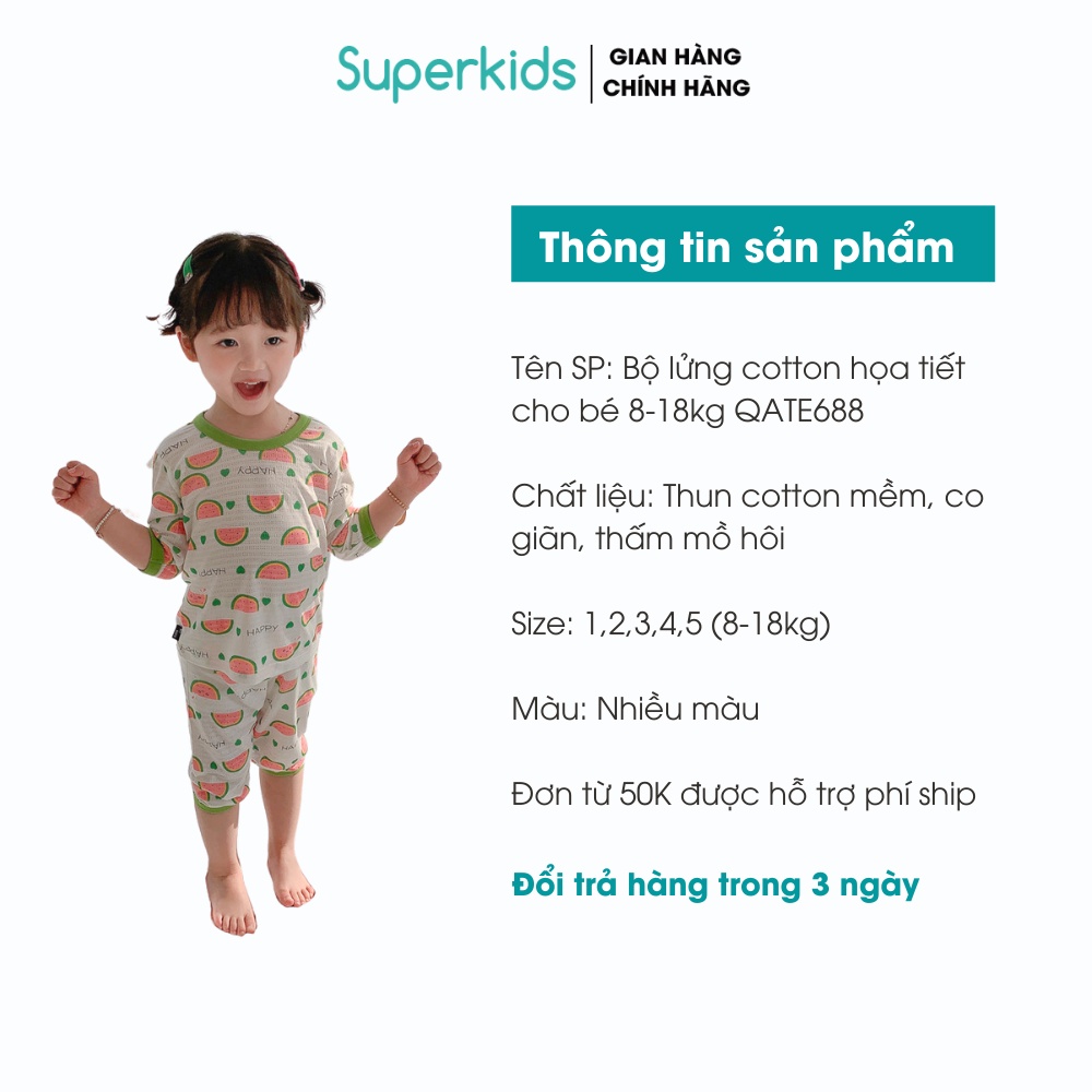 Bộ lửng cotton họa tiết cho bé 8-18kg QATE688