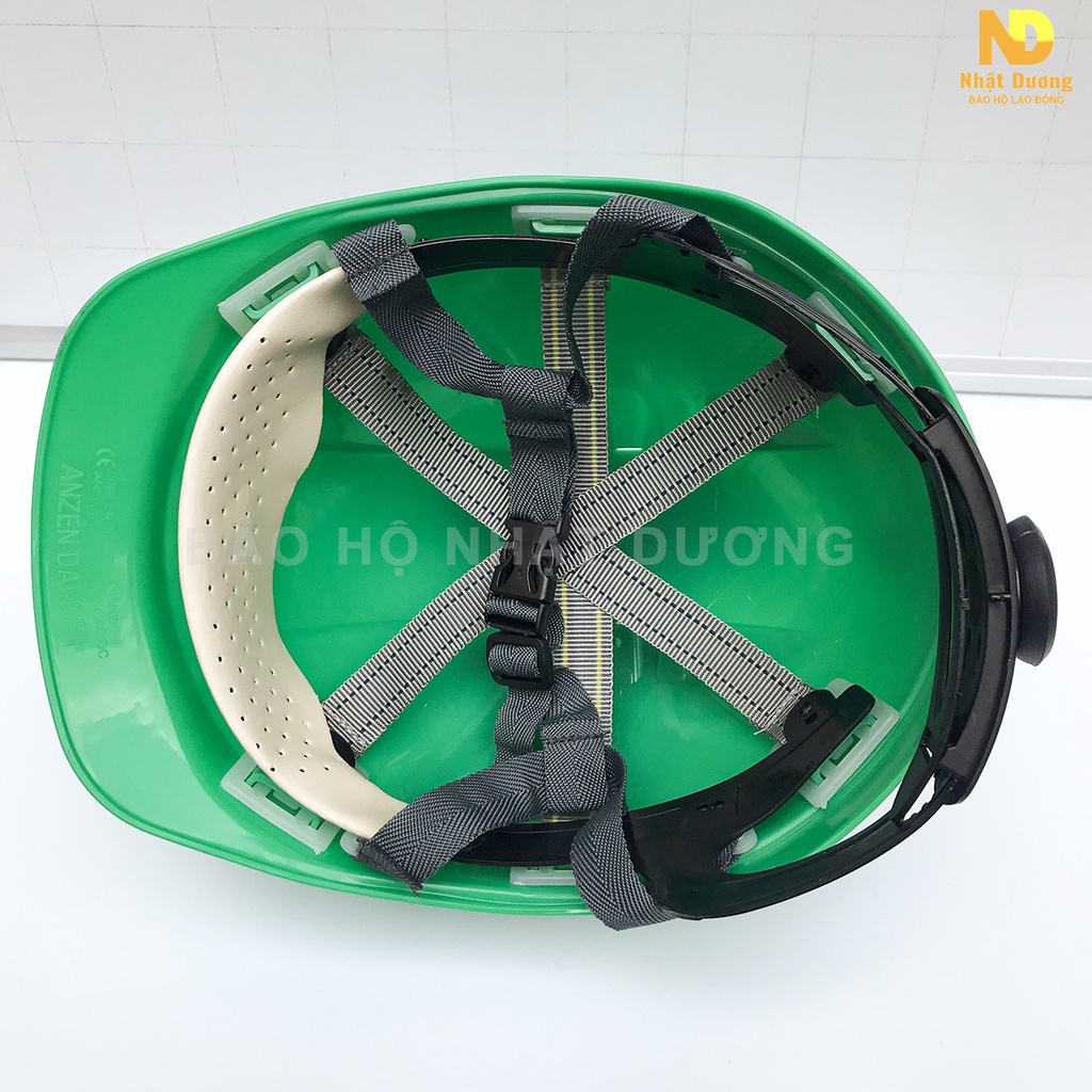 Mũ bảo hộ lao động có lỗ thoát khí HPN09 khóa vặn màu xanh lá, Nón bảo hộ lao động thông hơi Nhật Dương