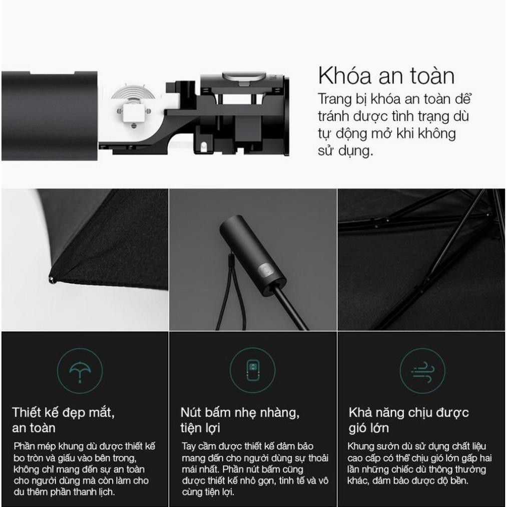 Dù Tự Động Xiaomi Automatic Umbrella (Black) - Hàng Chính Hãng