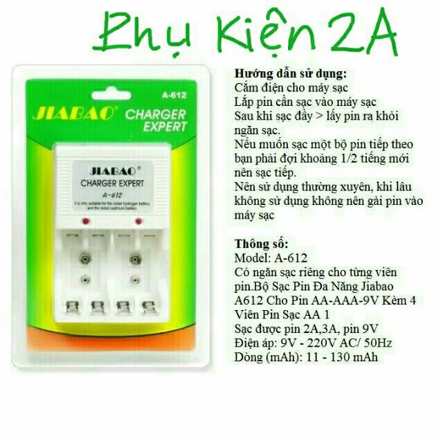 Bộ sạc pin 612 - Sạc pin AA,AAA,9v vuông .