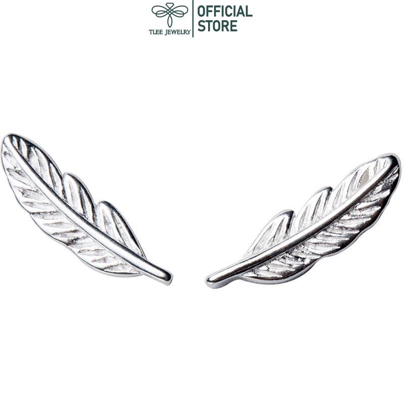 Khuyên tai bạc nữ TLEE lông vũ basic cá tính TleeJewelry B0194