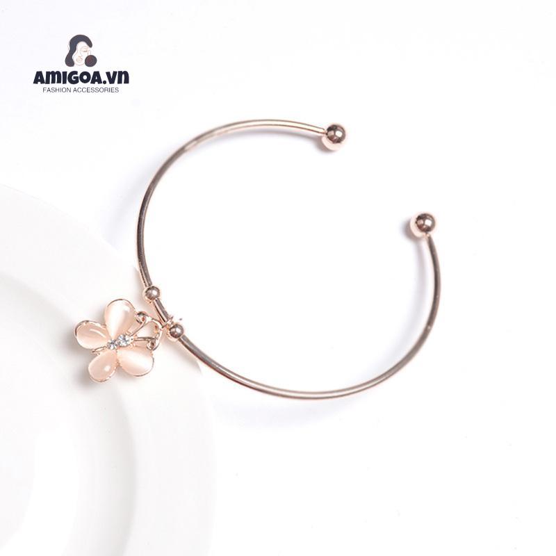 ✨✨Vòng Tay Hở Đính Đá Zircon Hình Bướm Đơn Giản Dễ Phối Đồ Cho Nữ