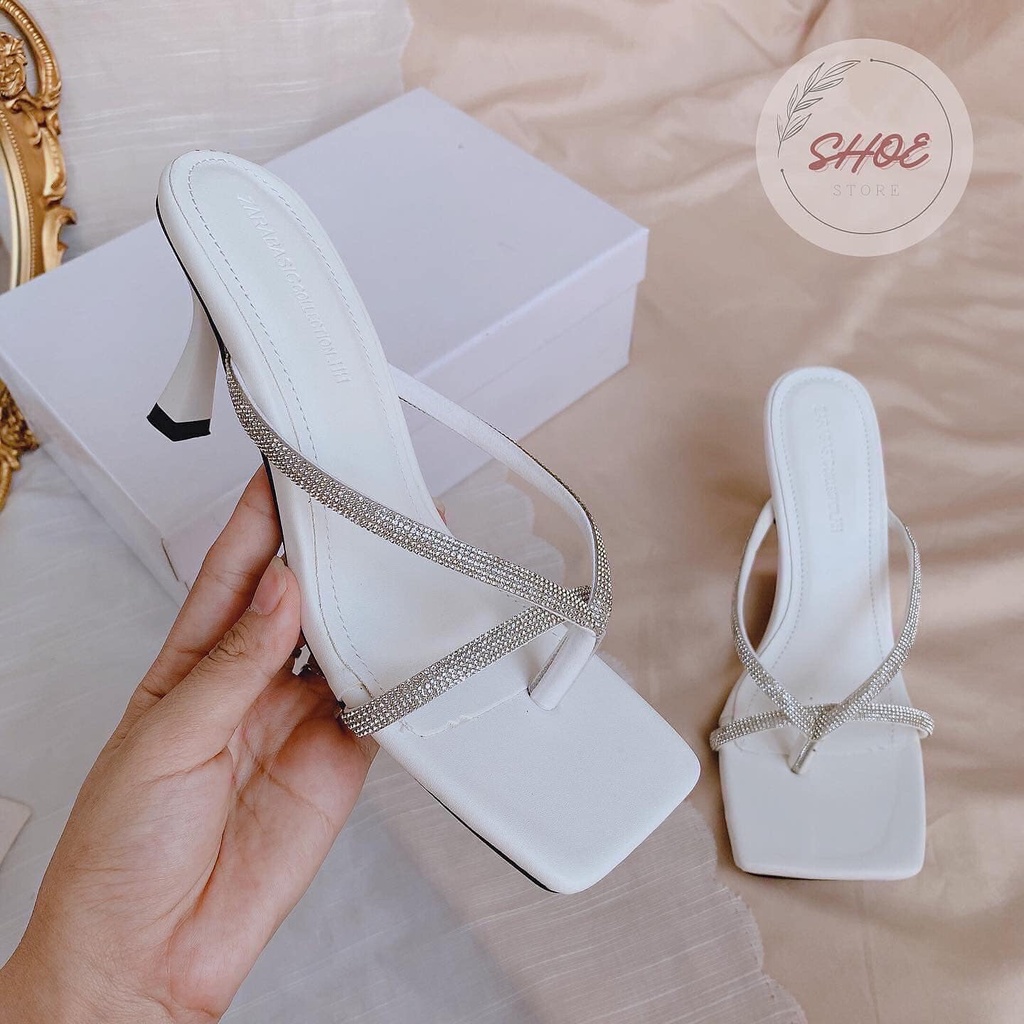 Guốc nhọn quai đá nhí mũi vuông