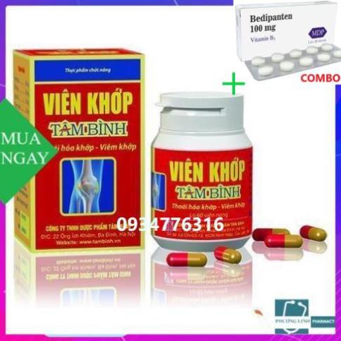 Combo Bedipanten 100mg +  Viên Khớp Tâm Bình giảm triệu chứng thoái hóa khớp viêm khớp, hộp 60 viên