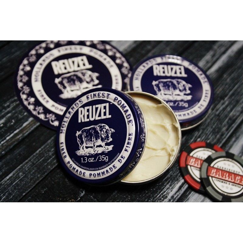 Sáp Vuốt Tóc Reuzel Fiber Pomade Chính Hãng - Pomade Heo Xanh Dương