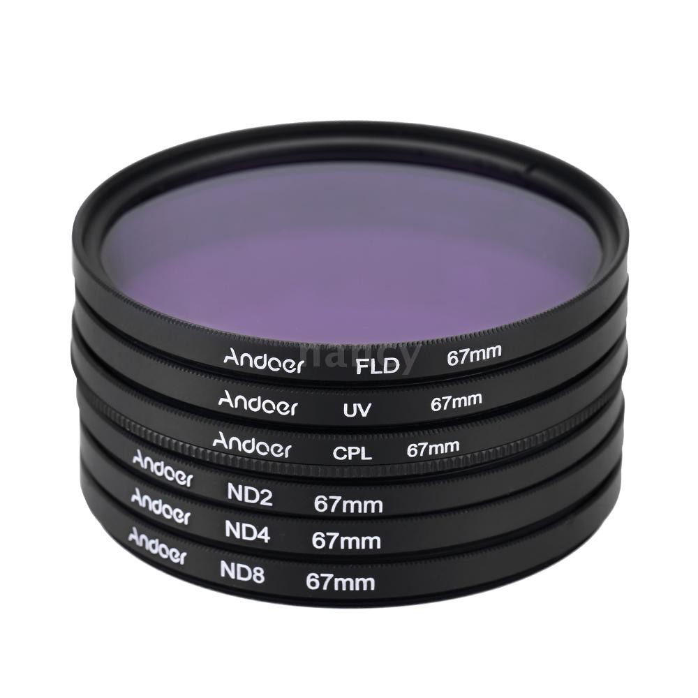 Ống kính lọc máy ảnh Andoer 67mm UV+CPL+FLD+ND(ND2 ND4 ND8)