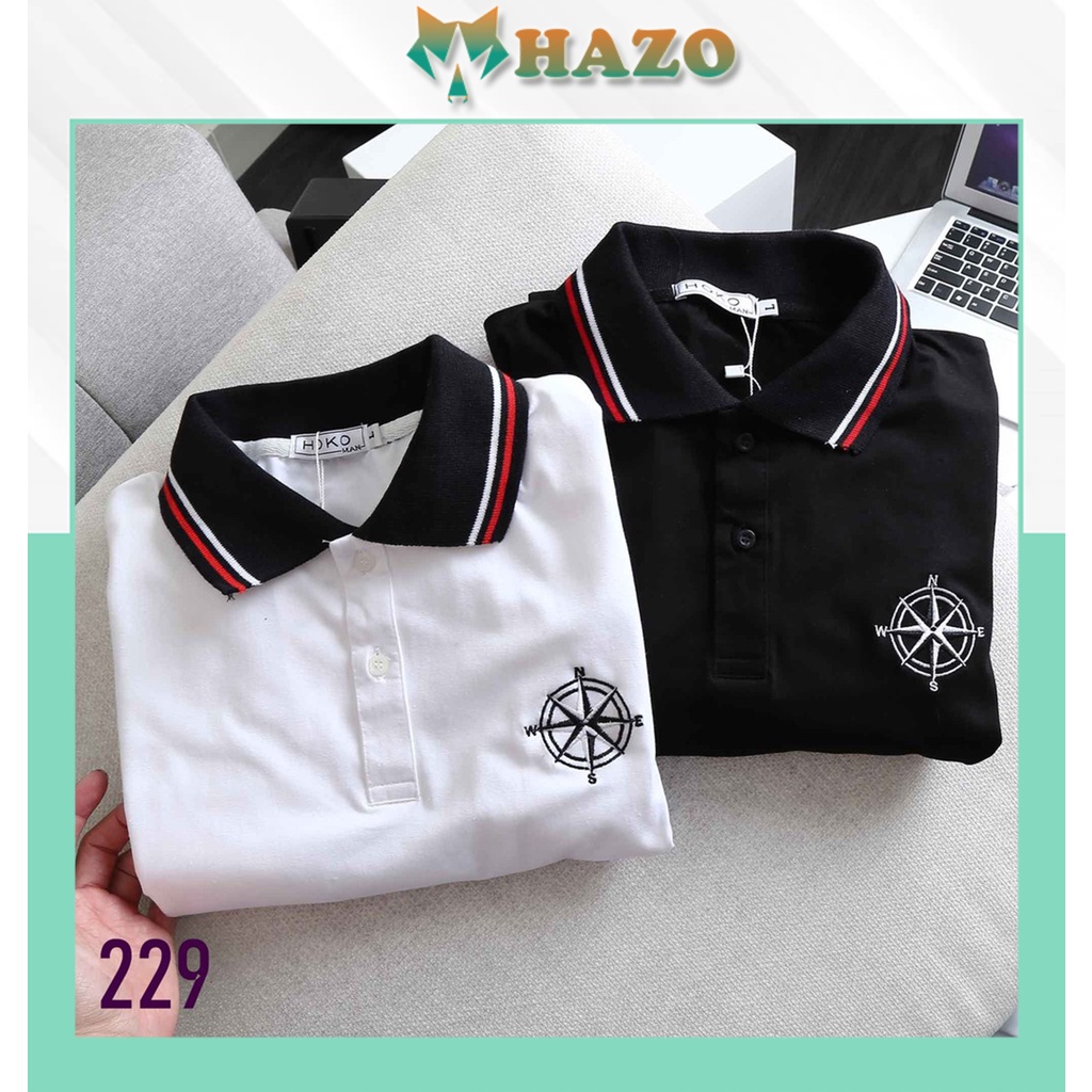 Áo Thun Nam Cổ Bẻ Polo Ngực Thêu La Bàn 229 Chất Liệu Cao Cấp Thấm Hút Mồ Hôi Phong Cách Trẻ Trung - Hazo