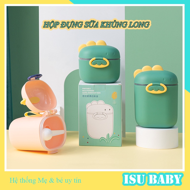 Hộp đựng sữa bột cho bé hình Khủng Long có chia ngăn, an toàn, tiện lợi và có thể dựng đồ ăn dặm