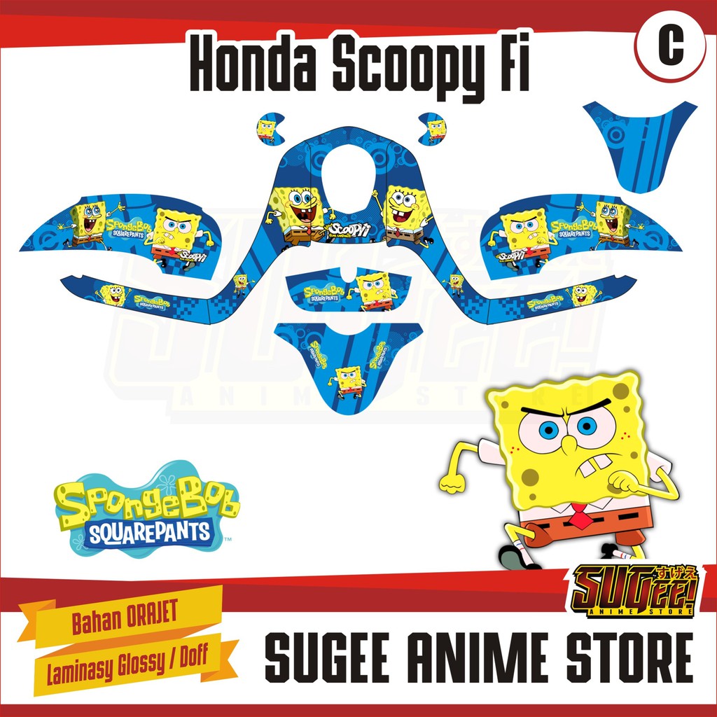 Miếng Dán Trang Trí Xe Mô Tô Honda Scoopy Fi Sponge Bob