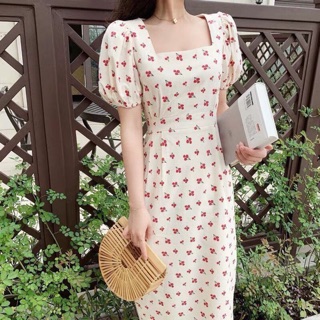 Đầm midi cherry - đầm cherry chất đẹp