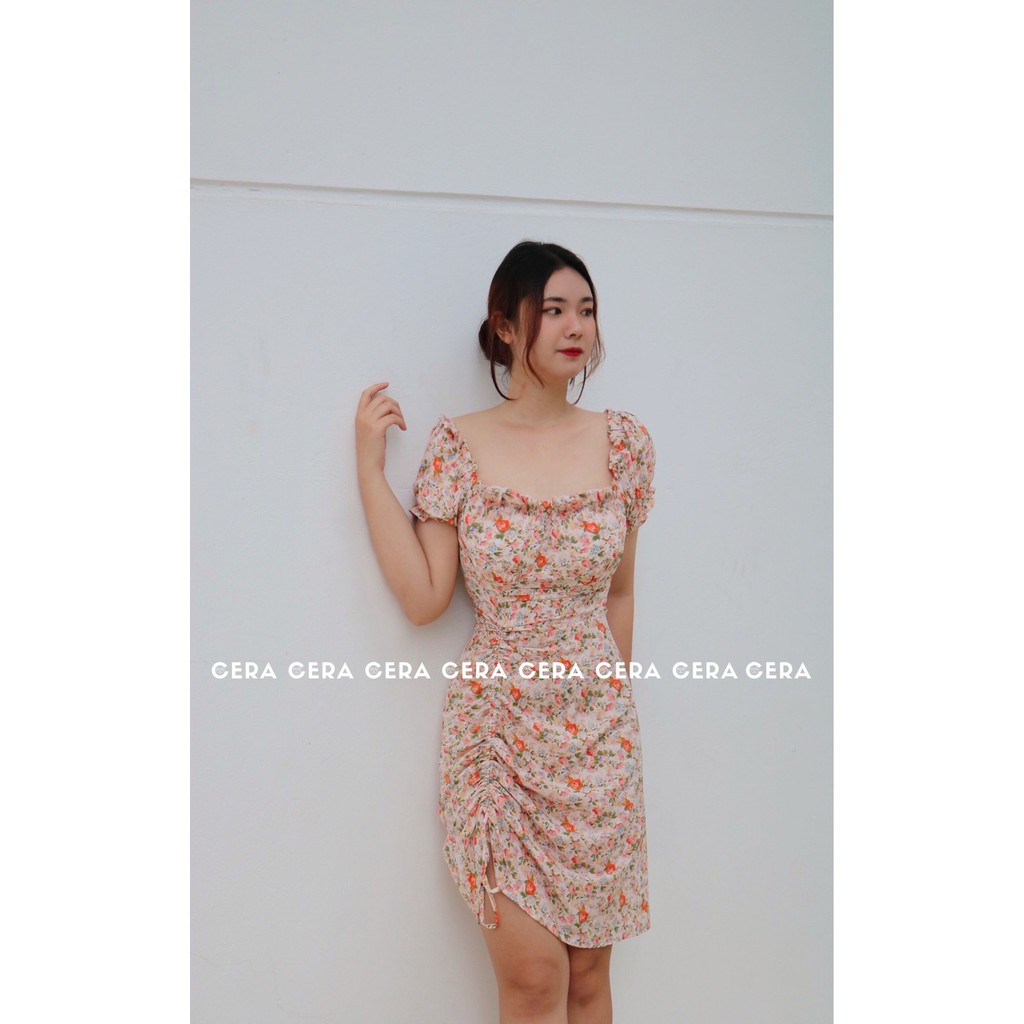 Đầm hoa nhí vintage, đầm dây rút ulzzang 🍓 Váy hoa nhí chữ A vintage dây rút chỉnh độ dài 🍓 CERA FASHION