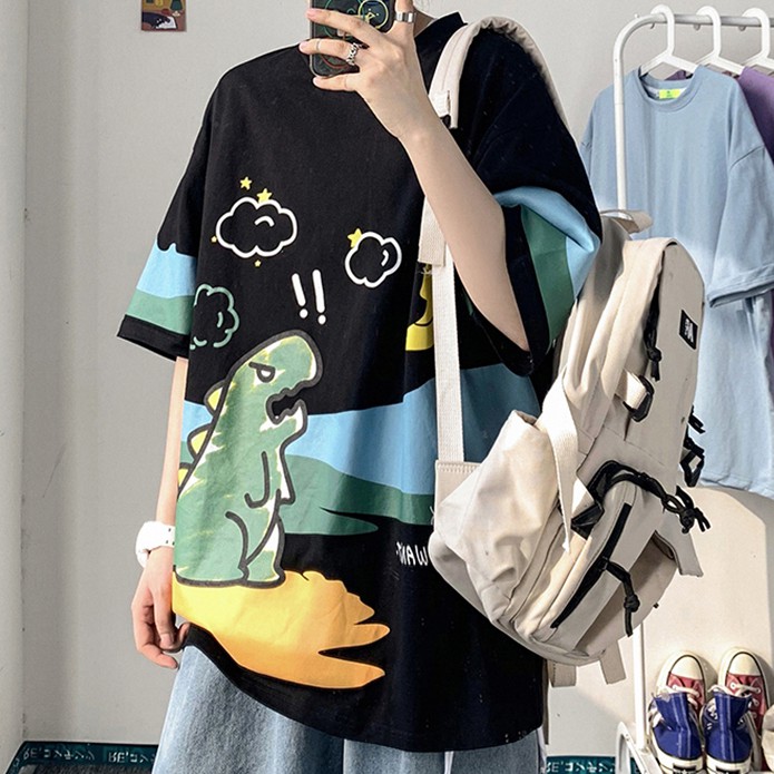 Áo thun tay ngắn in hình trẻ trung phong cách hàn quốc cho cặp đôi
