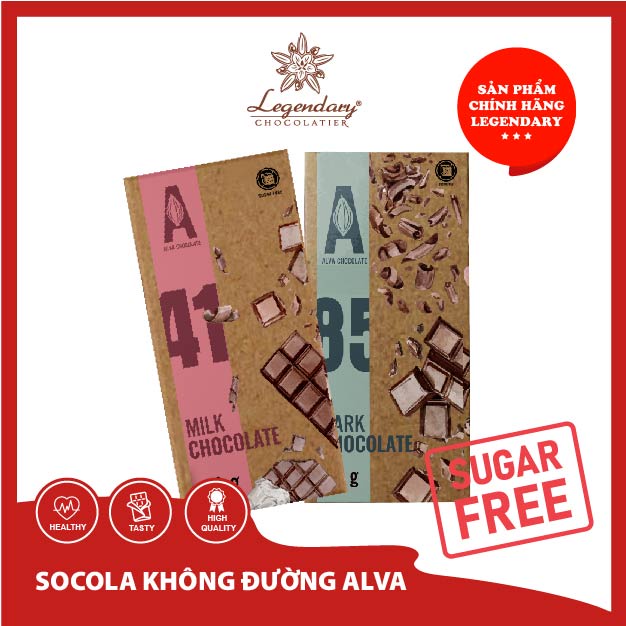 Bộ sưu tập Thanh socola Ăn Kiêng 80g dành riêng cho người tiểu đường, dùng ăn chay Socola Legendary