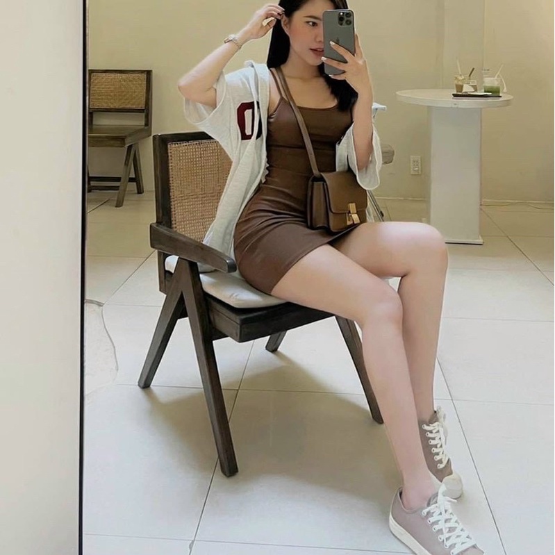 Sét đầm body + áo khoác xám thêu chữ from rỗng hottrend 2023 - Bảo An Shop