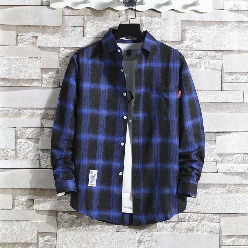 Plaid Shirt Men's long sleeve large size coat men's shirt