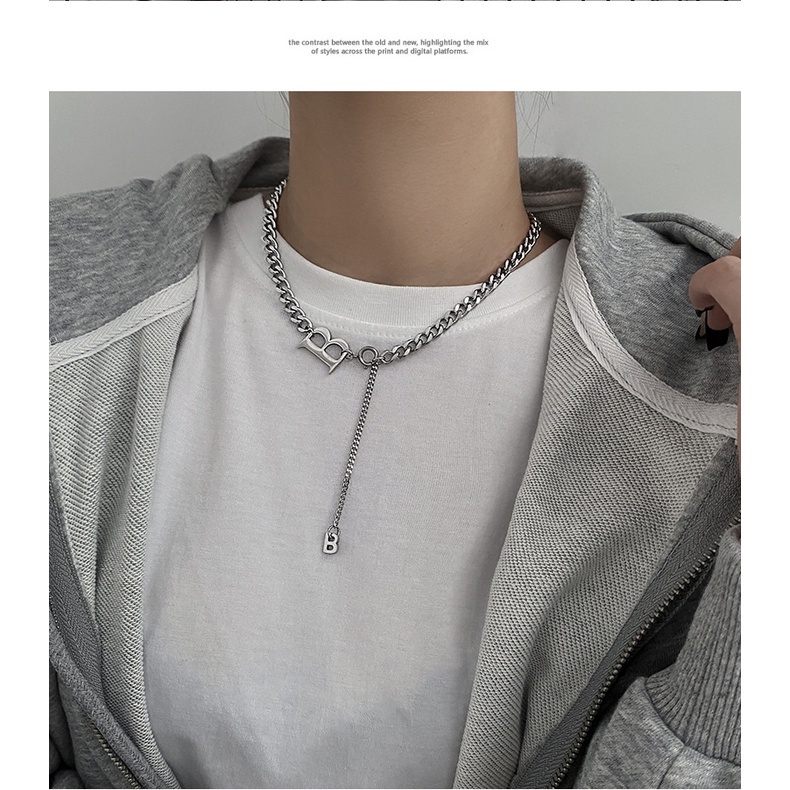 Dây Chuyền Mặt Chữ B Phong Cách Hiphop Sang Trọng 19XL035