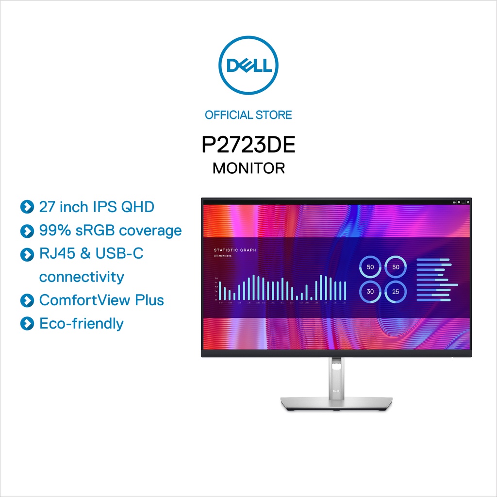 Màn Hình Dell P2723DE 27" QHD LED IPS 8ms 60Hz HDMI DP USB_C - Hàng Chính Hãng
